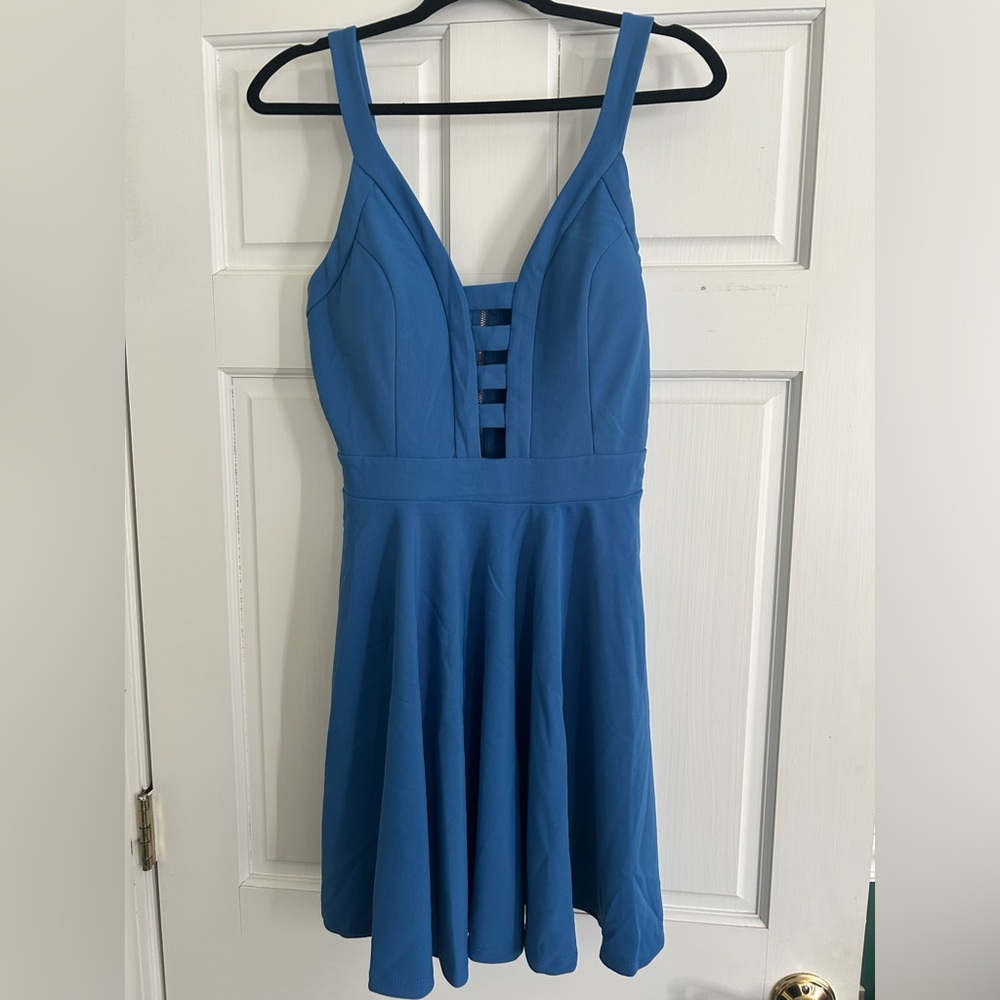 NEVER WORN Curvy Sense Caged Fit & Flare mini dress in Sky Blue